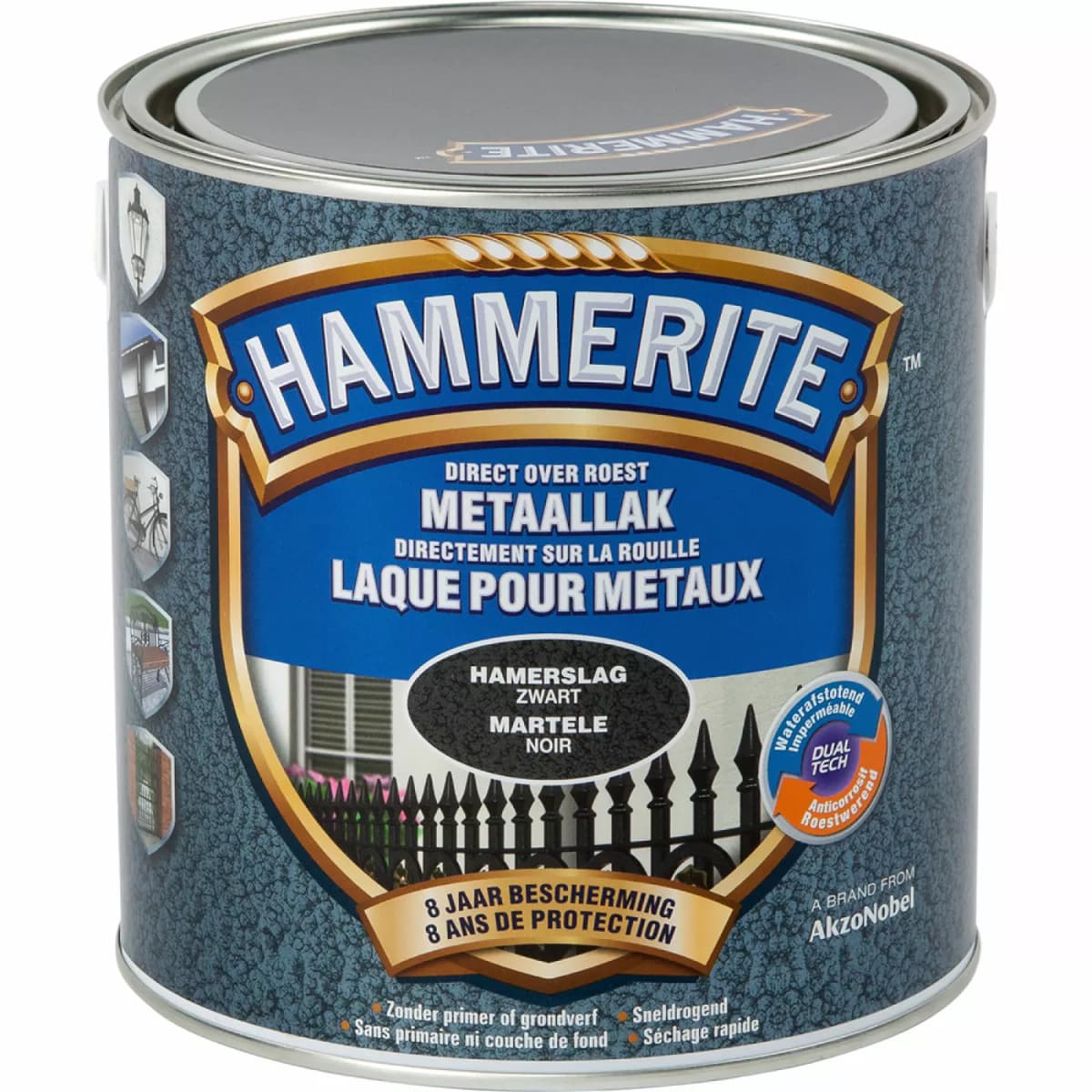 Hammerite Metaallak Hamerslag - Zwart - 2,5L