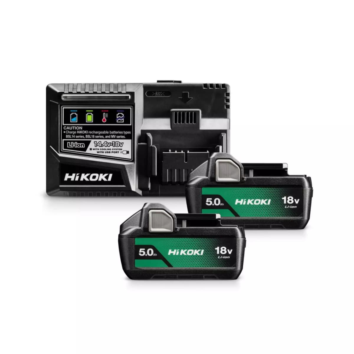 HiKOKI UC18YSL3WKZ 18V Li-ion Accu Starterset (2x 5,0Ah) + Lader