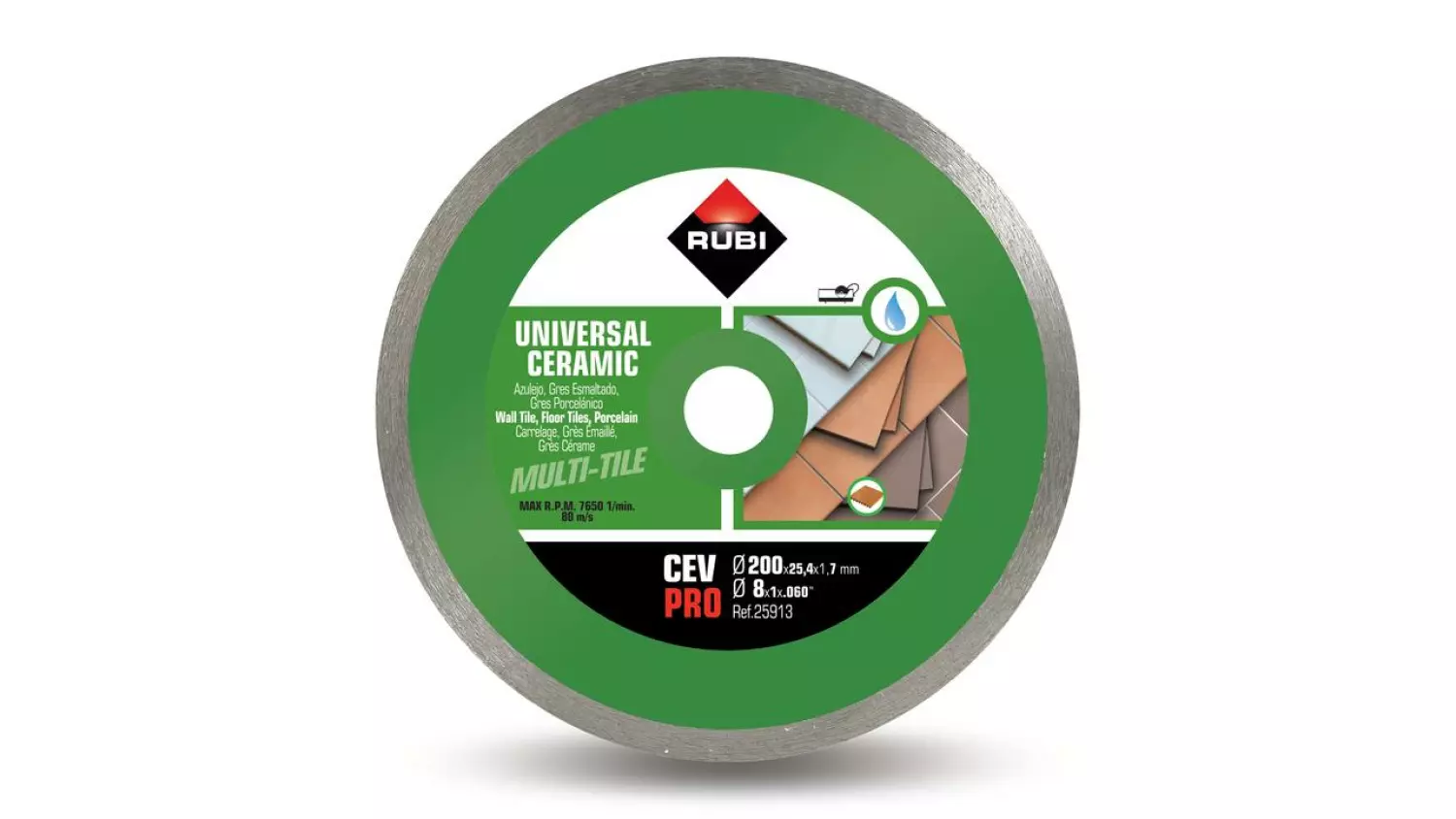 Rubi 25913 CEV Pro Continu Diamantzaagblad Voor Keramische Tegels - 25,4 X 200mm