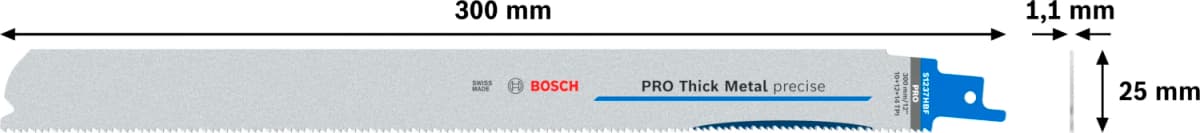 Bosch PRO S1237HBF Thick Metal Precise Reciprozaagblad - 300mm - Metaal (5st) thumbnail 2