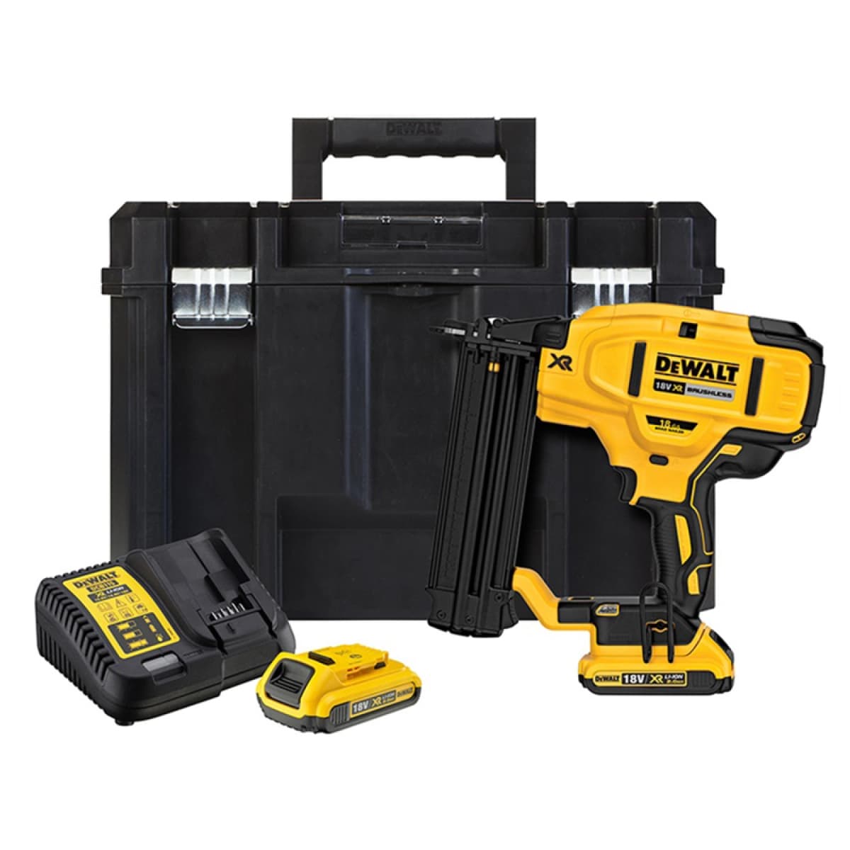 DeWALT DCN680D2-QW 18V Li-ion XR Accu Afwerktacker Set (2x 2.0Ah) In TSTAK - 15-54mm - 18 Gauge - Koolborstelloos