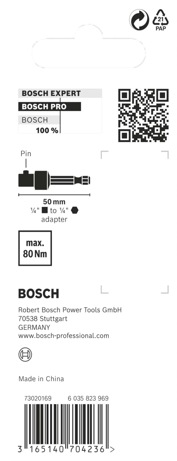 Bosch 2608551109 Impact Control Adapter Voor Dopsleutels - 1/4", 50mm thumbnail 3