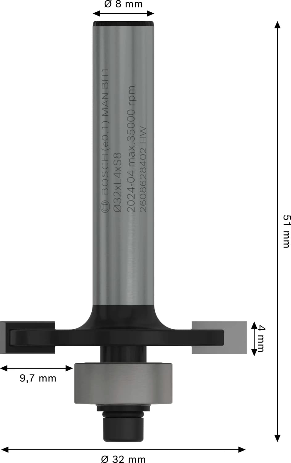 Bosch 2608628402 Groeffrees - 32 X 4mm thumbnail 4