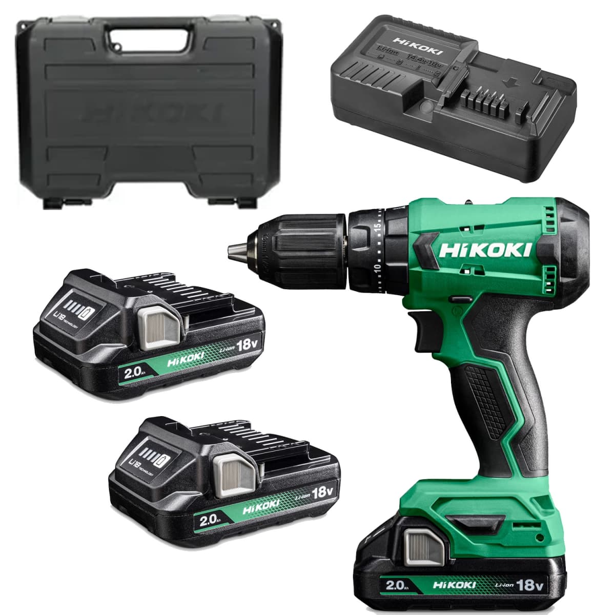 HiKOKI DV18DAWCZ 18V Li-ion Accu Klop-boor-schroefmachine Set (2x2,0Ah) In Koffer