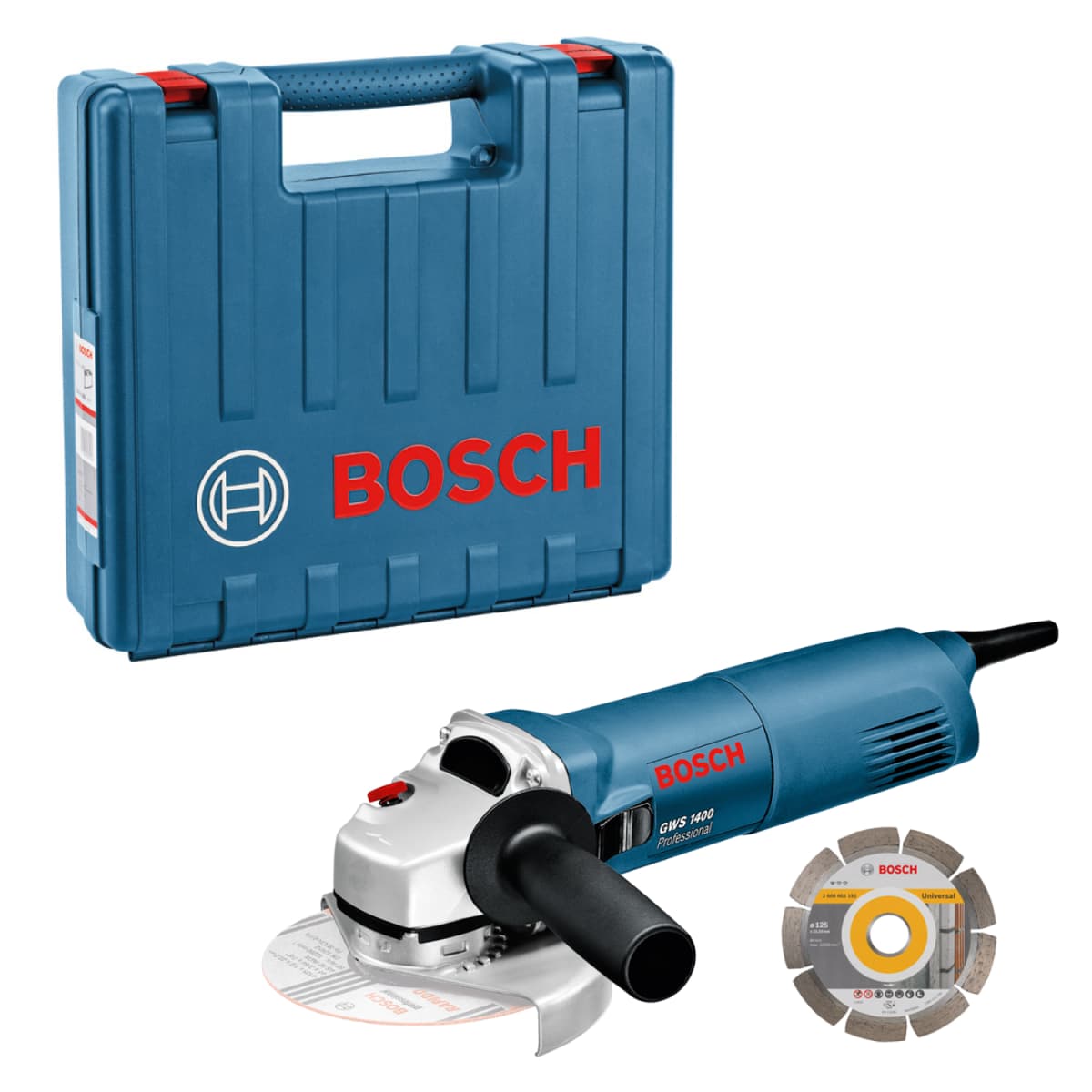 Bosch GWS 1400 Haakse Slijper Incl. Diamantzaagblad In Koffer - 1400W - 125mm