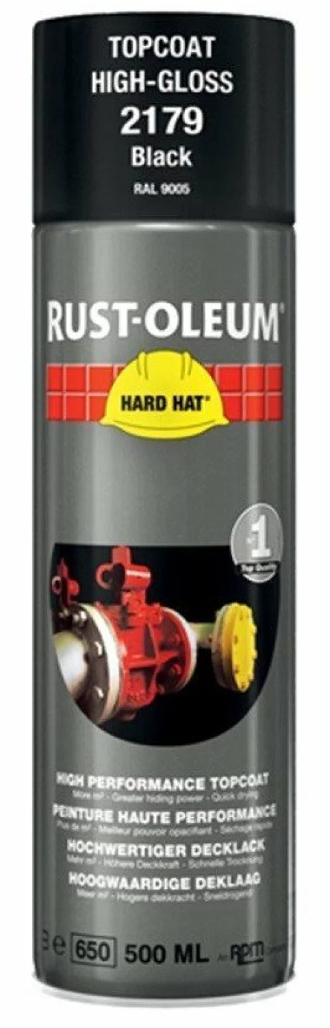 Rust-Oleum Hard Hat Topcoat Spray - Gitzwart - 0,5L