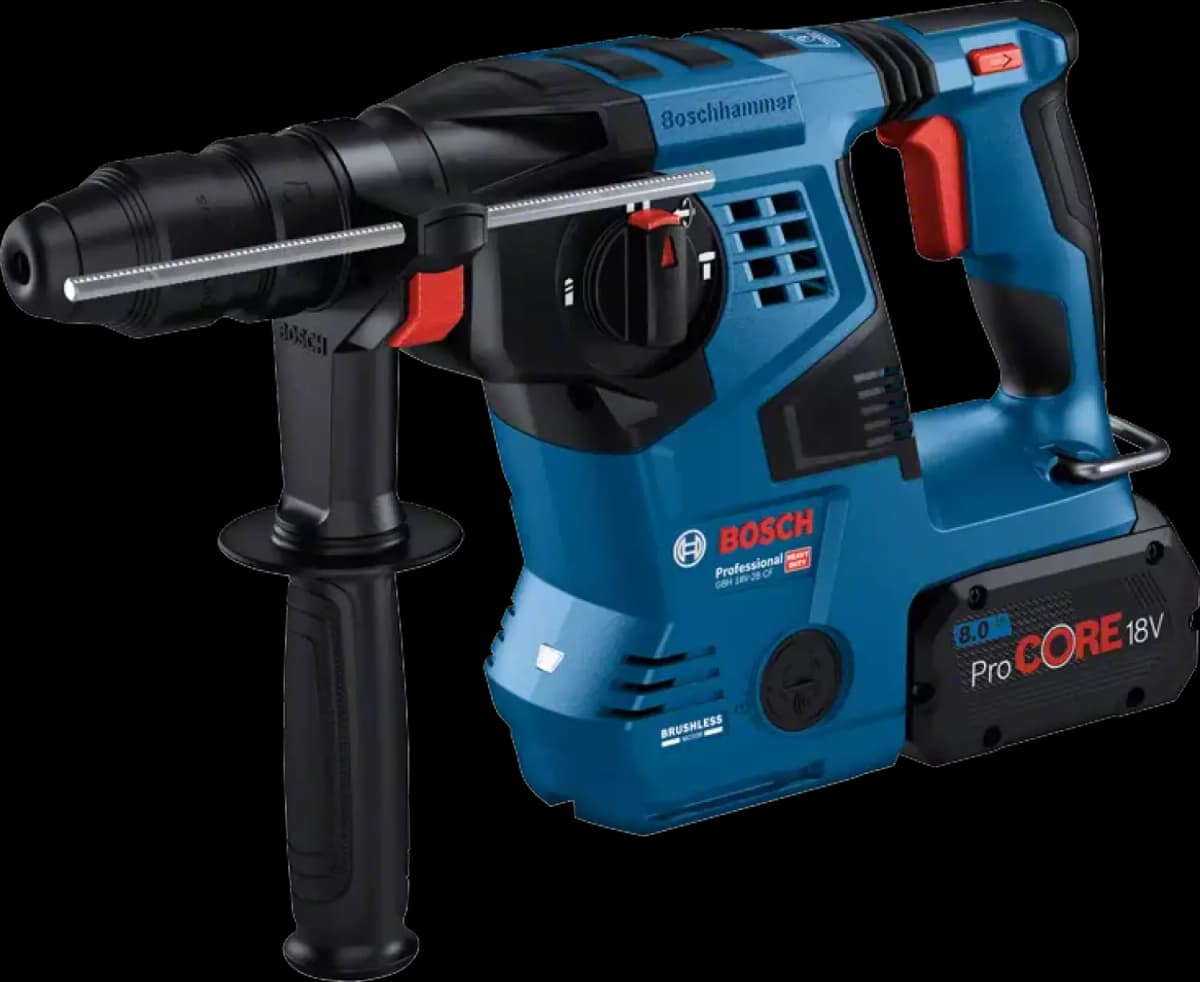 Bosch GBH 18V-28 CF 18V Accu SDS-plus Boorhamer Set (2x 8.0Ah ProCORE Accu) Incl. GDE 18V-16 Stofafzuiging In L-Boxx - 3,3J - Koolborstelloos thumbnail 2