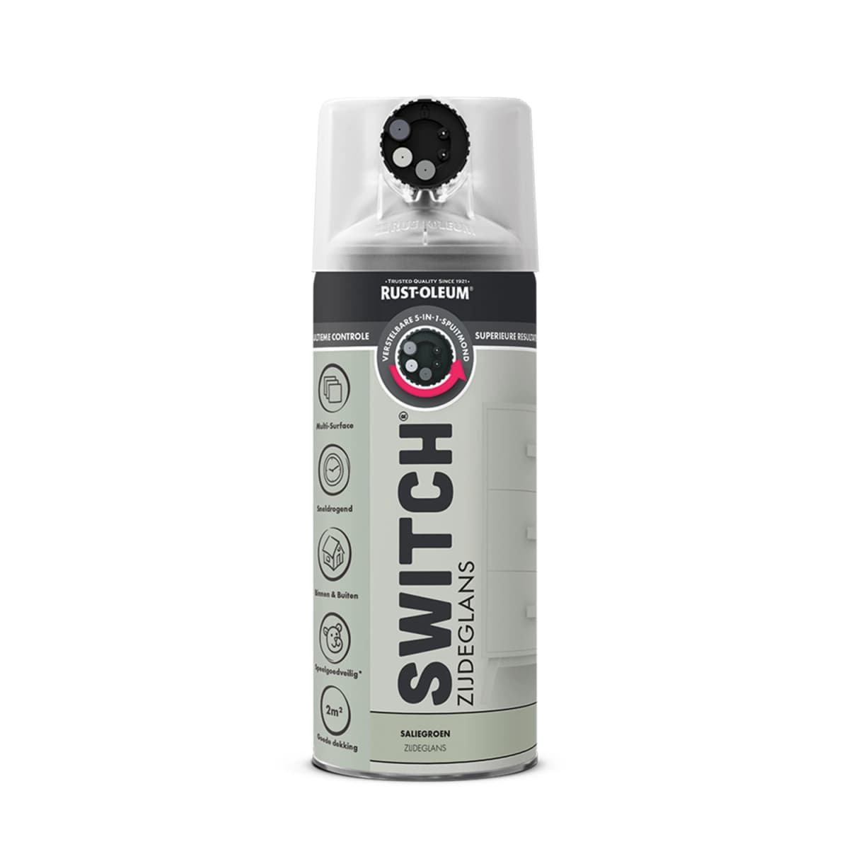 Rust-Oleum Switch Spuitlak - Zijdeglans Saliegroen - 400ml