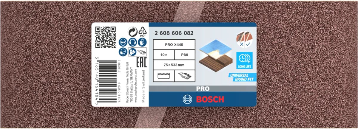 Bosch 2608606082 Schuurband X440 - K80 - 75 X 533mm (10st) thumbnail 3