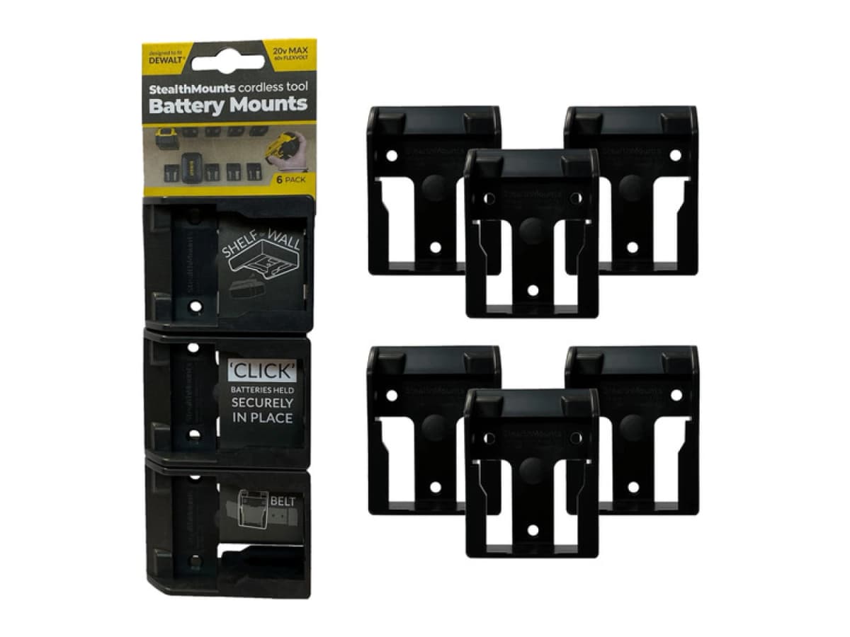 StealthMounts BM-DW20-BLK-6 Accuhouders Voor DeWalt XR 20v - Zwart - 6 Stuks