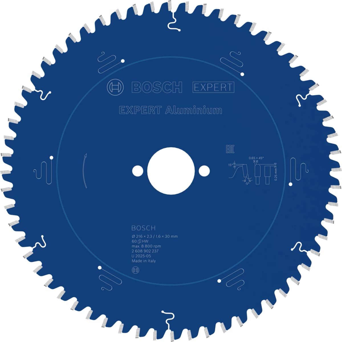 Bosch 2608902237 EXPERT Cirkelzaagblad - 216 X 30 X 60T - Aluminium