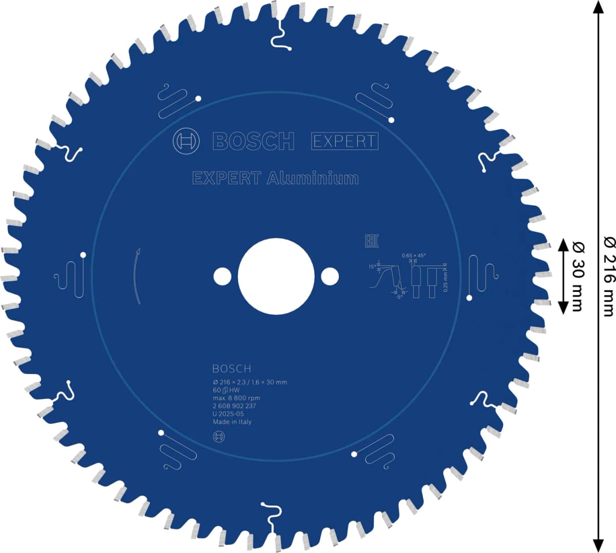 Bosch 2608902237 EXPERT Cirkelzaagblad - 216 X 30 X 60T - Aluminium thumbnail 4
