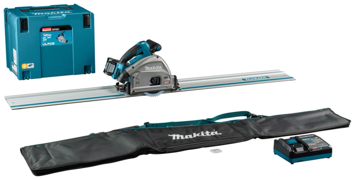 Makita SP001GM102 XGT40V Max Li-Ion Accu Invalcirkelzaag (4,0Ah Accu En Lader) In Mbox Met AWS Zender + 1 Geleiderail In Tas - 165mm