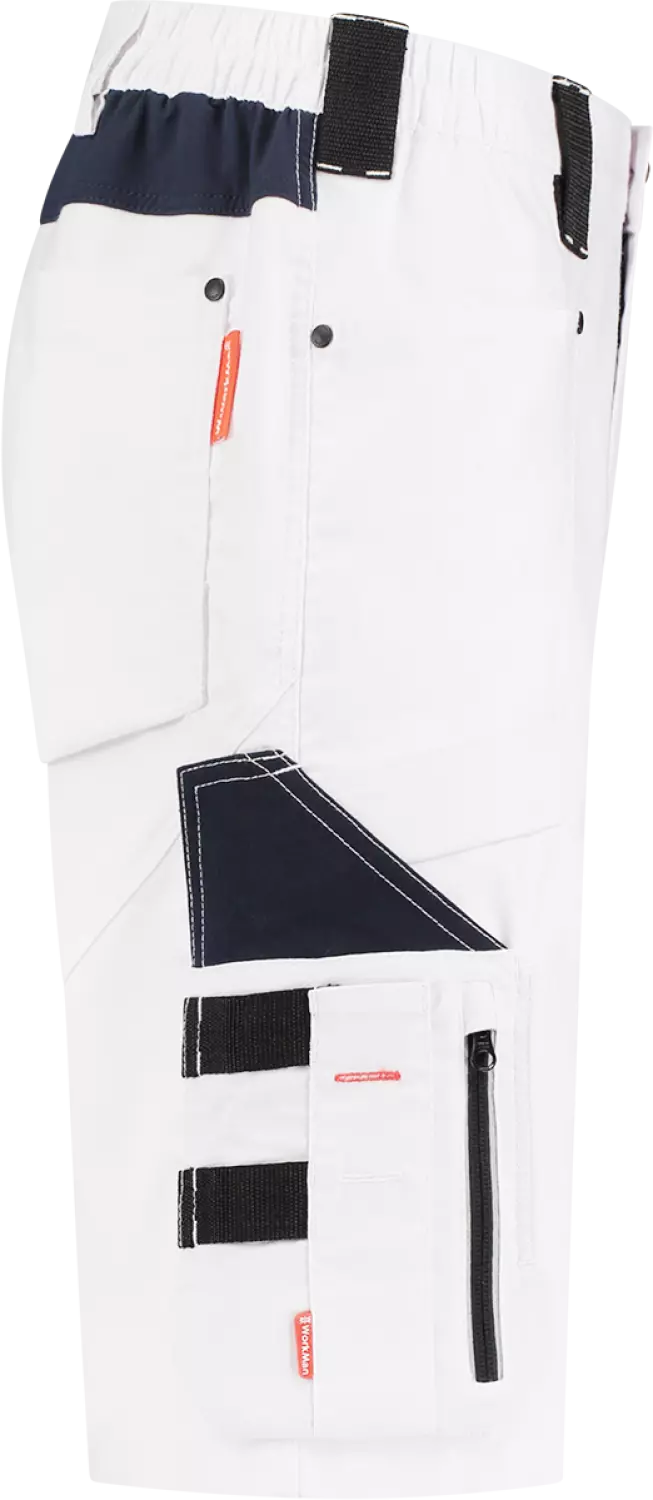 Workman 9003 STRETCH Bermuda Werkbroek - Wit / Navy - Maat 50 (34/34) thumbnail 4