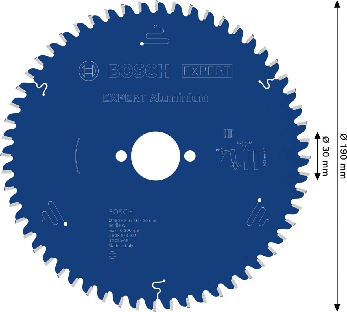 Bosch 2608644102 Expert Cirkelzaagblad - 190 X 30 X 56T - Aluminium - Carbide thumbnail 4