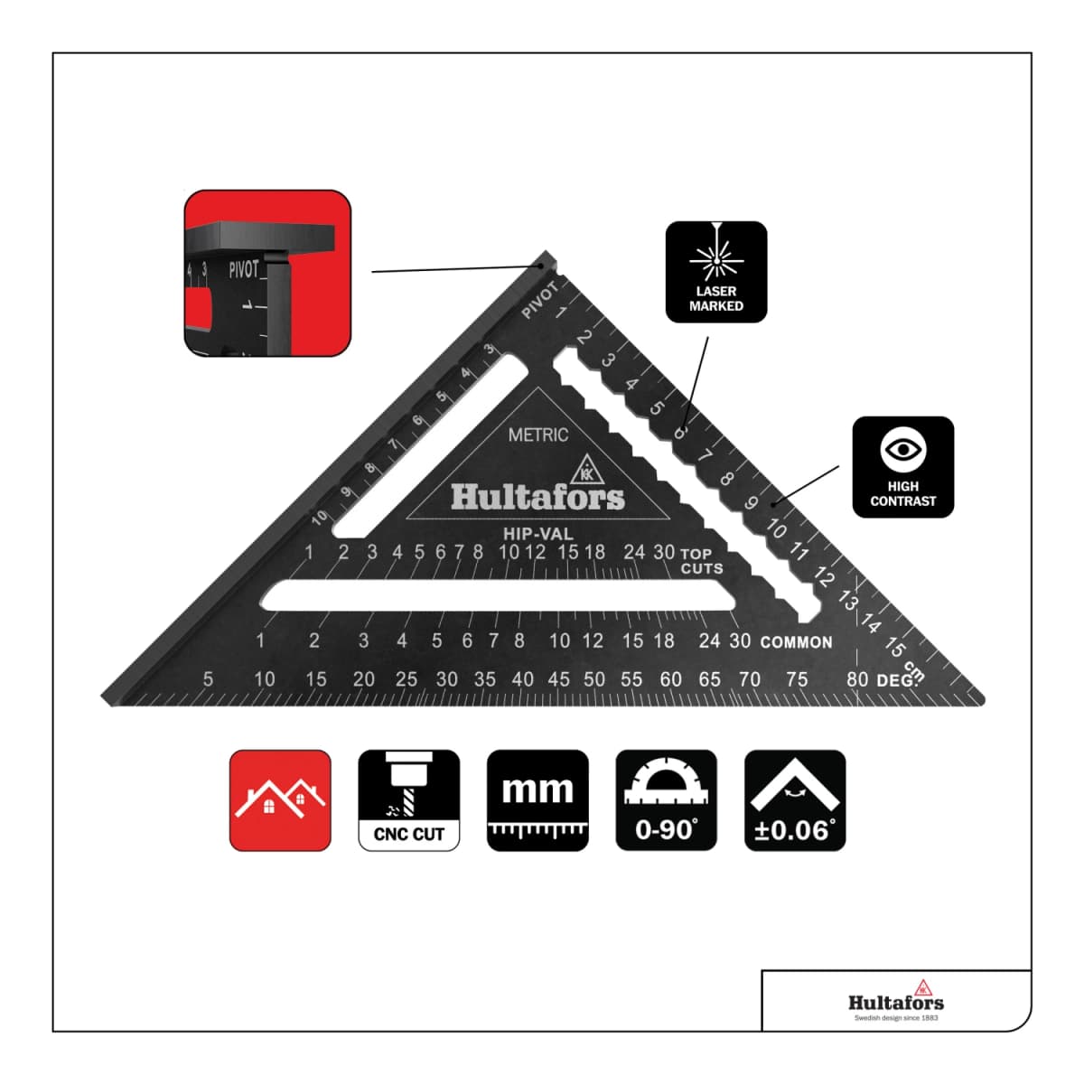 Hultafors MMRS Metric Rafter Square Meetdriehoek - 18 Cm thumbnail 3