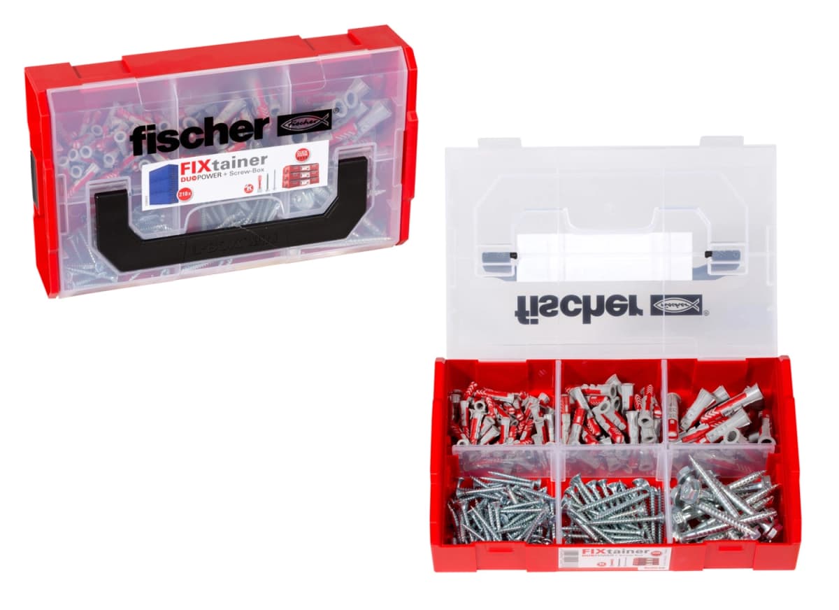 Fischer 536162 210-delige FixTainer DuoPower Pluggen-/schroevenset -Ø6, Ø8, Ø10mm