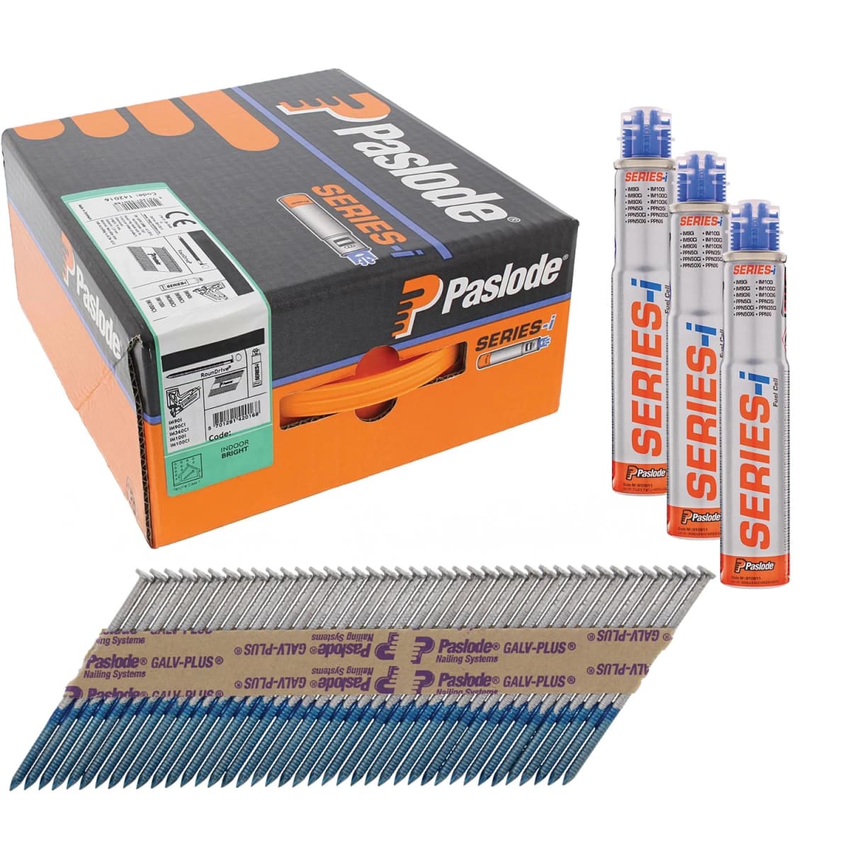 Paslode 142007 Papiergebonden Stripnagels Incl. Gas IM90 - 2,8x51mm - Ring Galv+ Rd (3750st)