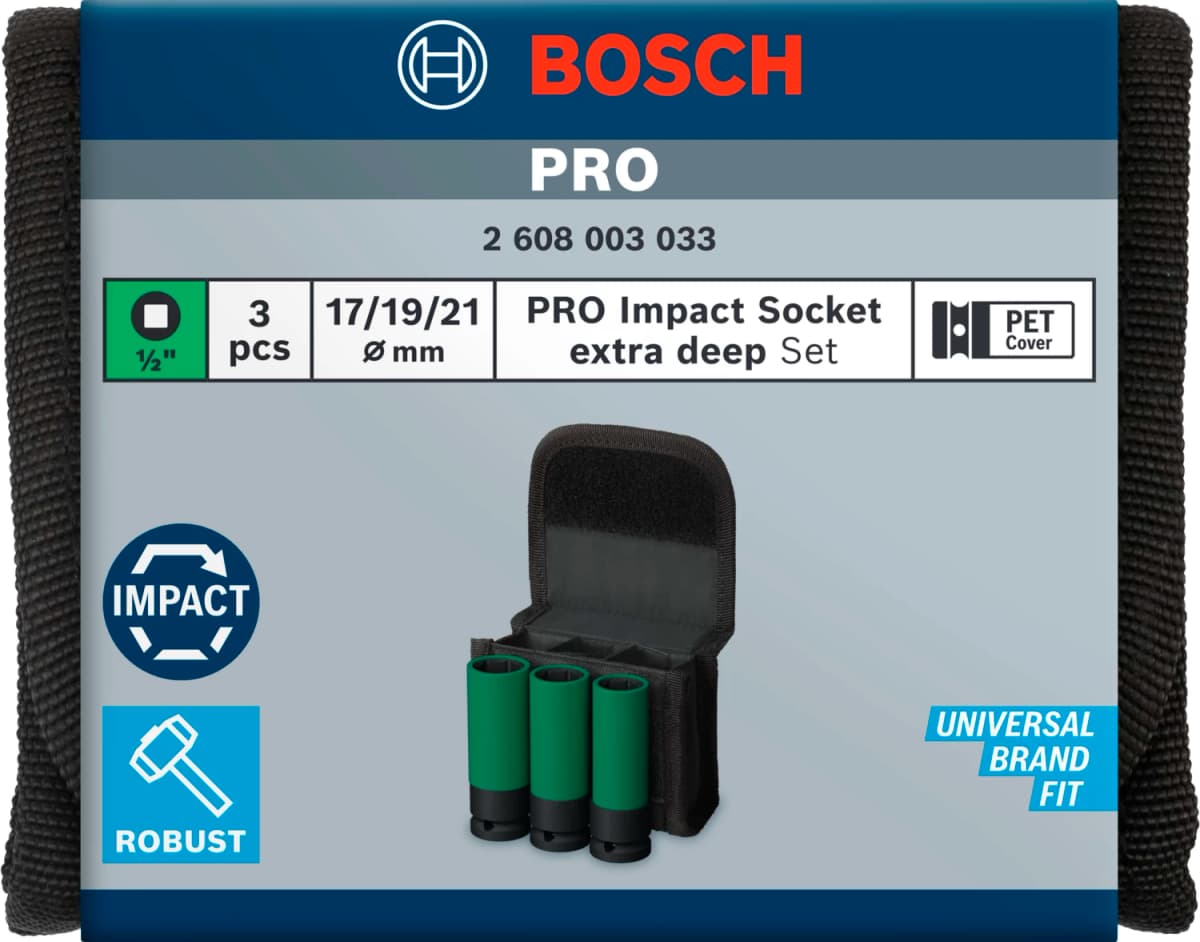 Bosch 3-delige PRO Impact-doppenset -½ - 17/19/21mm thumbnail 2