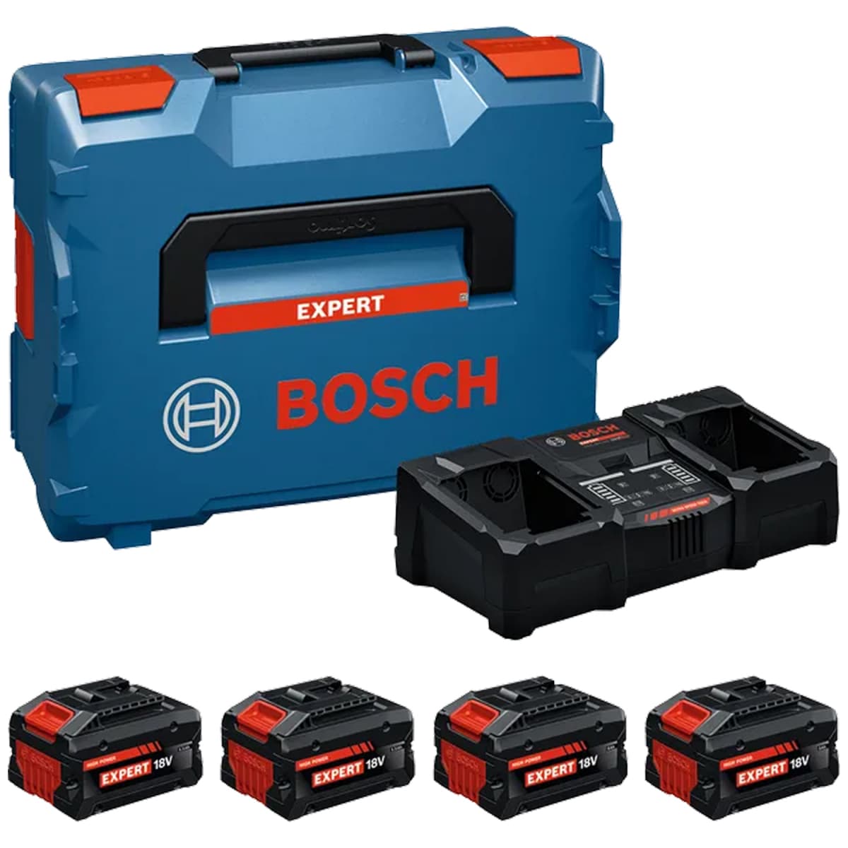 Bosch EXBA18V Accu Starterset (2x 5,5Ah, 2x 8.0Ah) + Lader