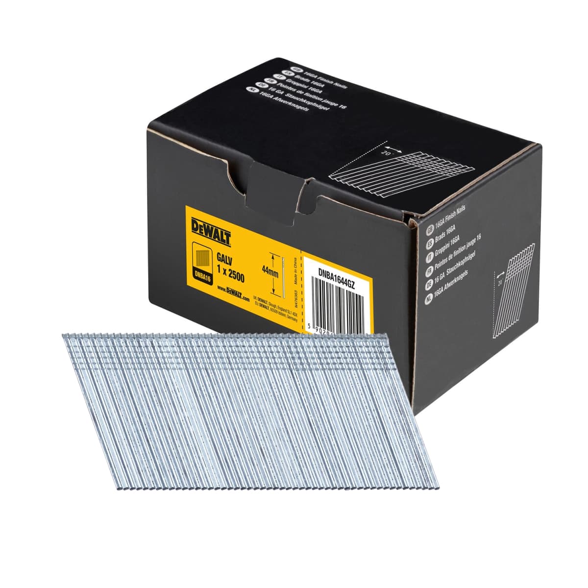 DeWALT DNBA1644GZ Gegalvaniseerde Brads Schuin 20° - 16 Gauge - 1.6x44mm (2500st) thumbnail 2