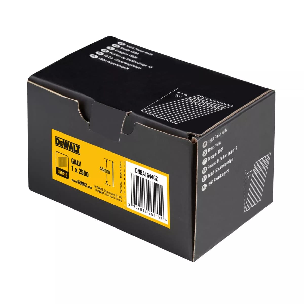DeWALT DNBA1644GZ Gegalvaniseerde Brads Schuin 20° - 16 Gauge - 1.6x44mm (2500st) thumbnail 3
