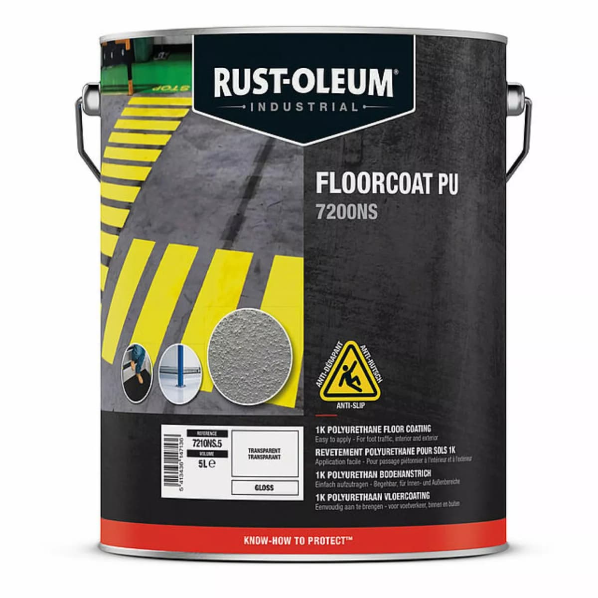 Rust-Oleum 7200NS Floorcoat PU - AntiSlip - Transparant - 5L