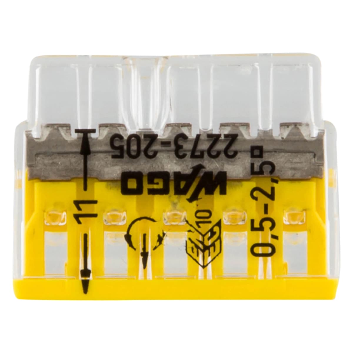 Wago 2273-205 Lasklem 5-polig - 5-gaats - 5 X 0.5 - 2.5mm² - Transparant-geel (100st) thumbnail 4