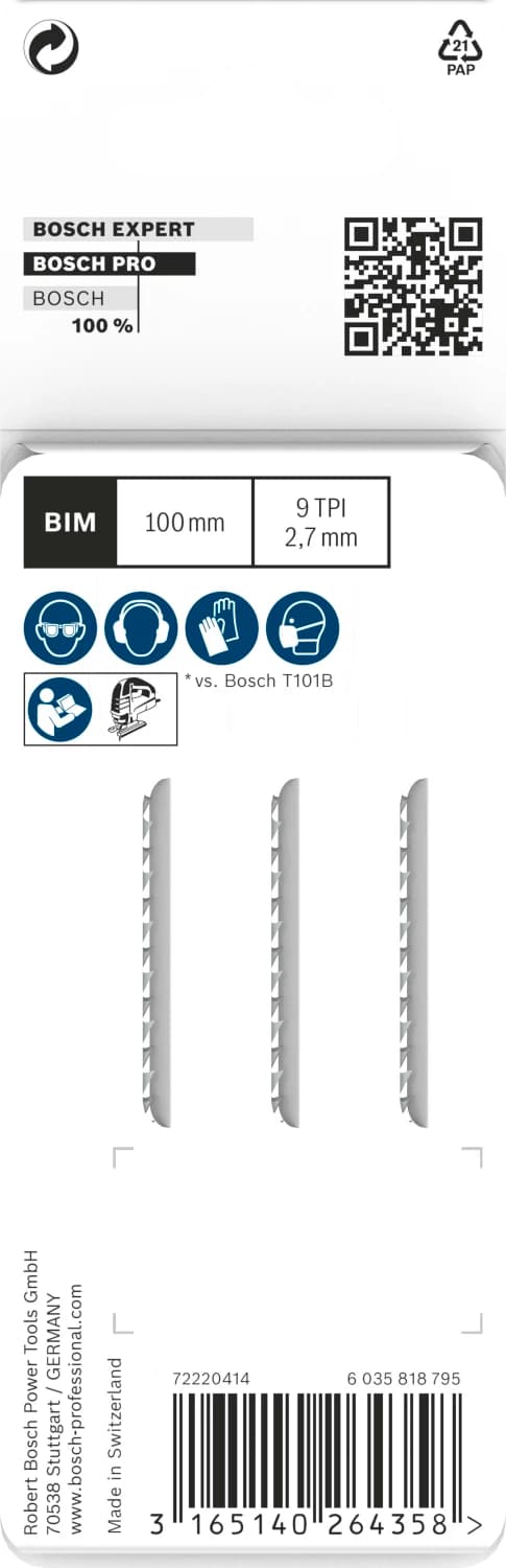 Bosch 2608636226 / T 101 BF BiM Decoupeerzaagblad Clean - Hard Hout (3st) thumbnail 3
