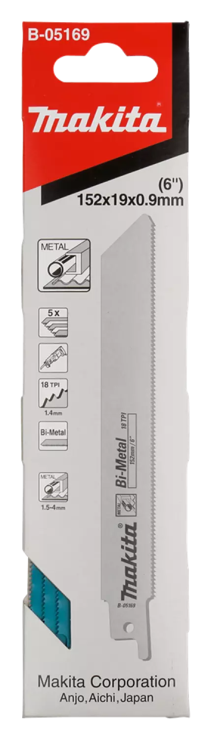 Makita B-05169 Reciprozaagbladen - 152 X 1,4mm - Metaal (5st) thumbnail 2