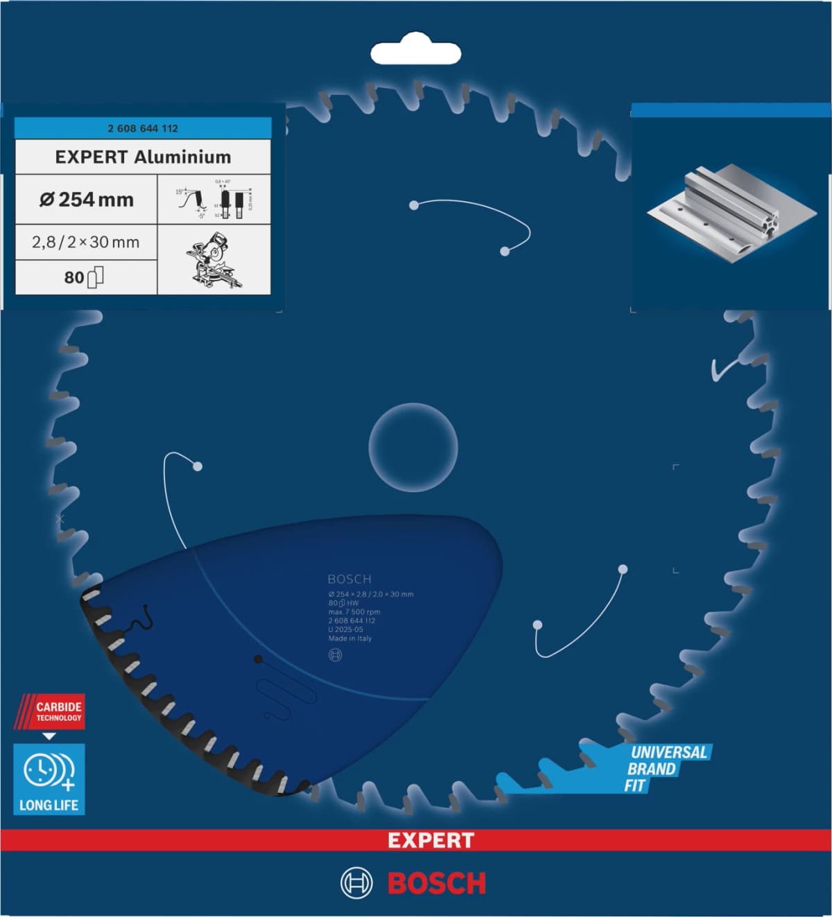 Bosch 2608644112 Expert Cirkelzaagblad - 254 X 30 X 80T - Aluminium - Carbide thumbnail 2