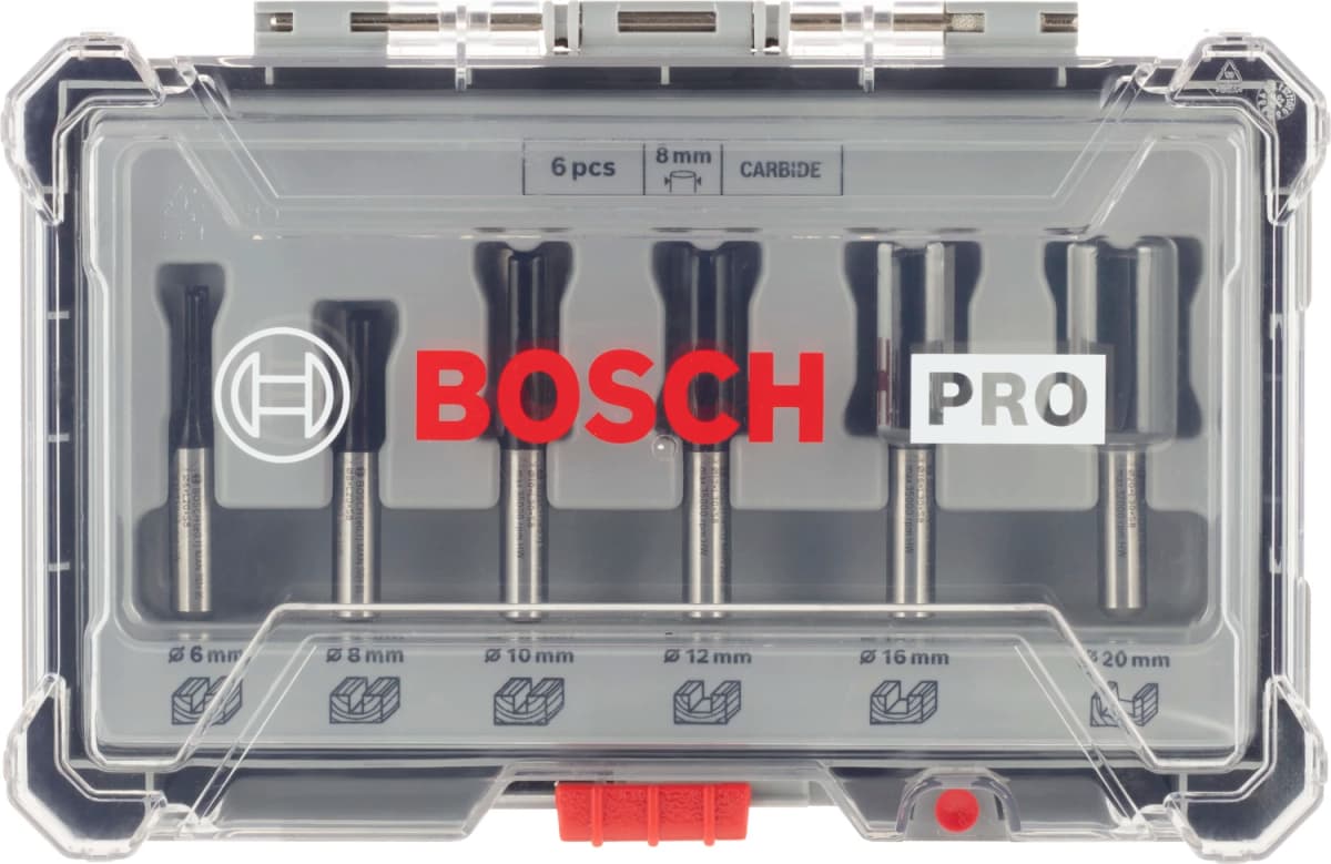 Bosch 2607017466 6-delige Frezenset In Cassette - Rechte Schacht - 8mm