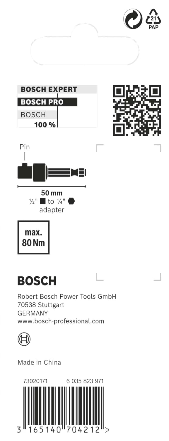 Bosch 2608551107 Impact Control Adapter Voor Dopsleutels - 1/2", 50mm thumbnail 3