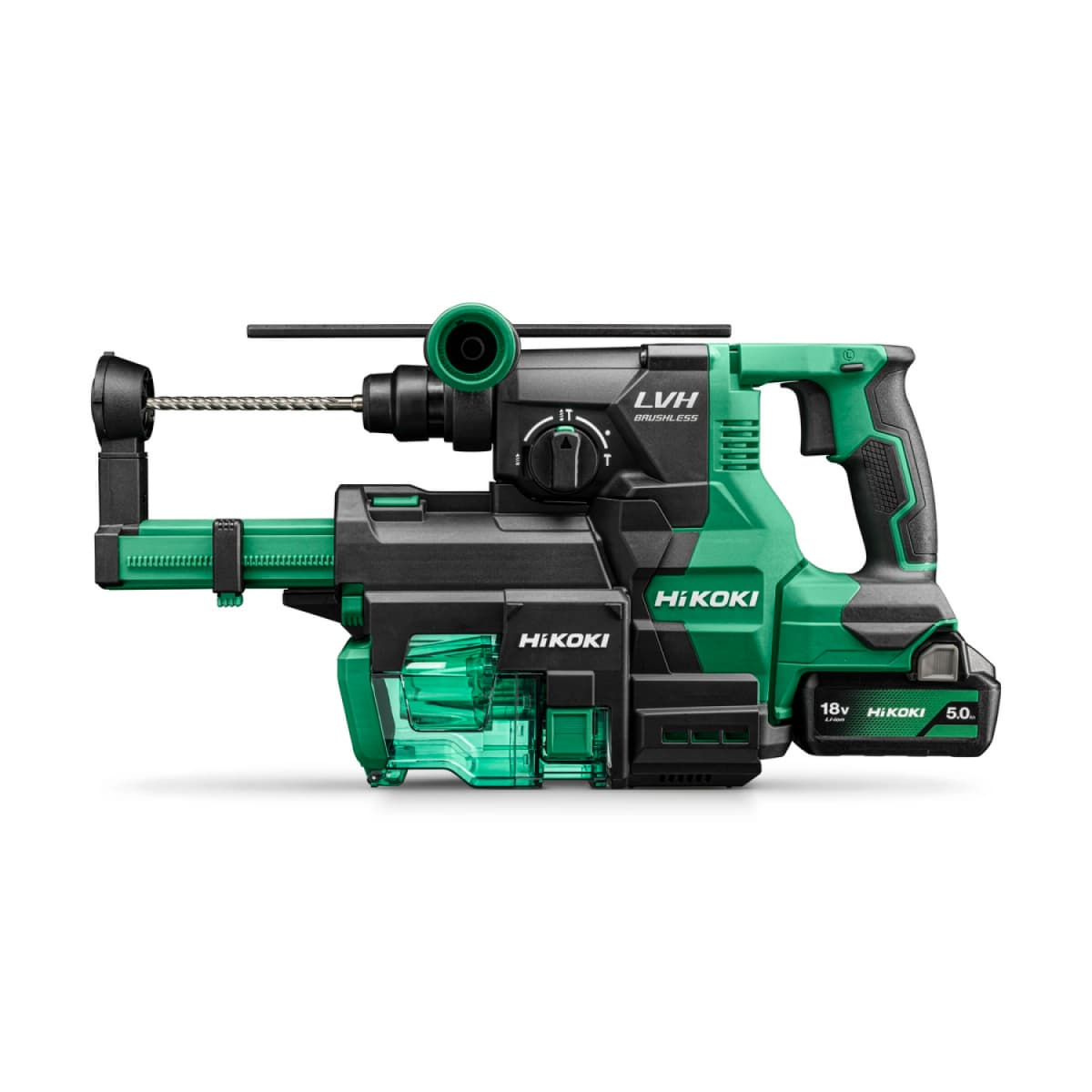 HiKOKI DH1826DAWUZ 18V Li-ion Accu SDS-PLUS Boor-/breekhamer Set (2x 5.0Ah Accu) In HSC III Koffer Inclusief Stofafzuigunit - 3,2J thumbnail 2