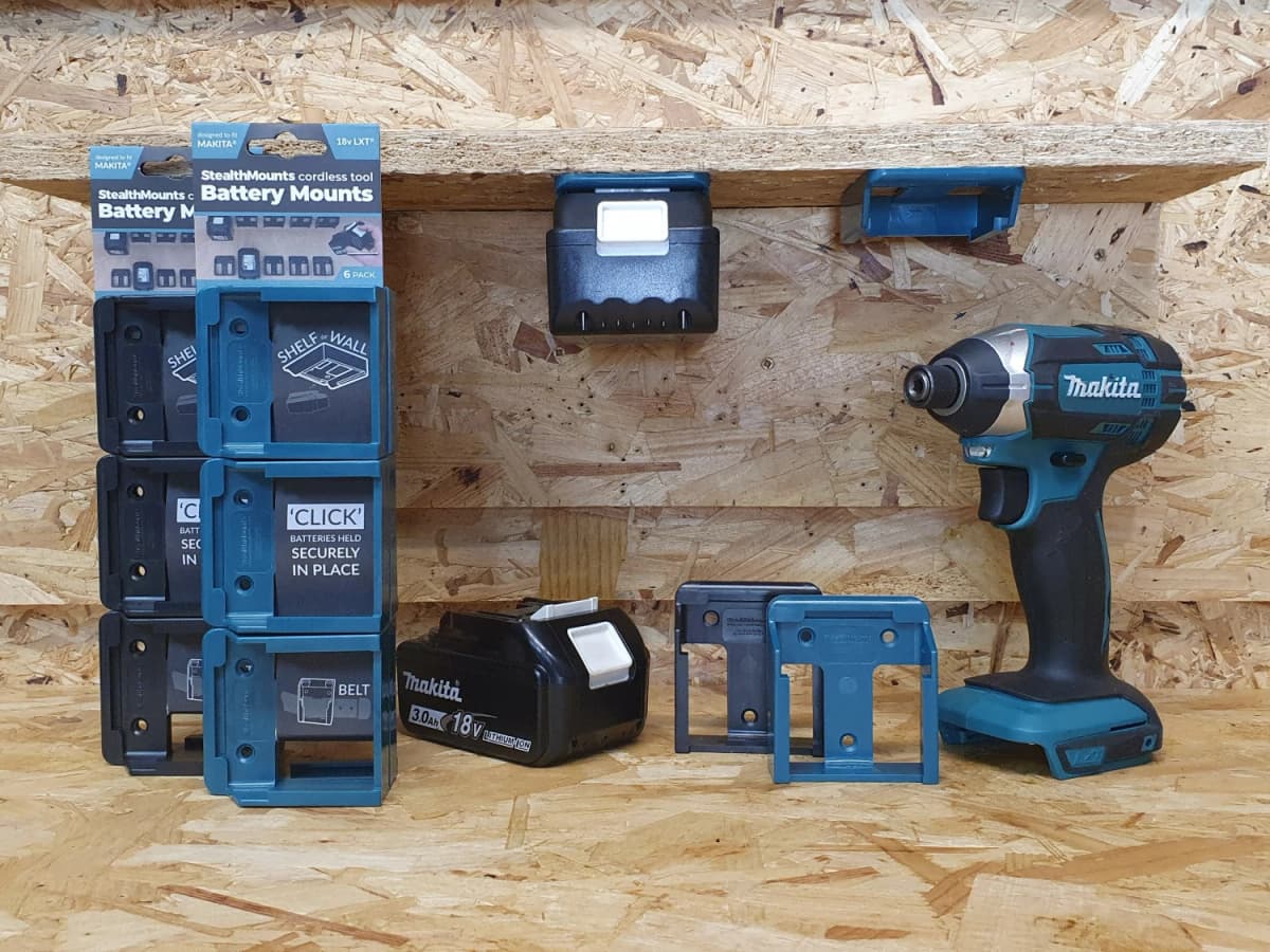 StealthMounts BM-MK18-BLU-6 Accuhouder Voor Makita 18V LXT - Blauw - 6-pack thumbnail 2