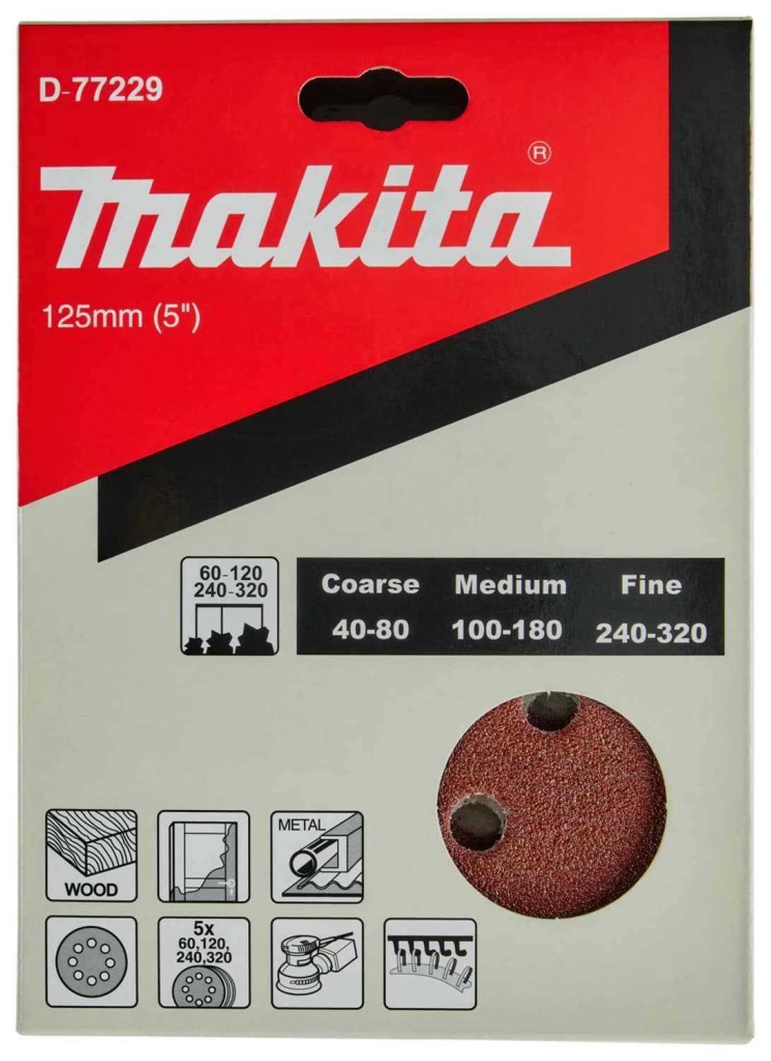 Makita D-77229 Schuurschijfset - 125mm (20 St) K60 - K120 - K240 - K320 thumbnail 4