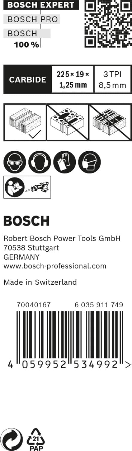 Bosch EXPERT S1141HM Reciprozaagblad - 175mm - Beton (10st) thumbnail 3
