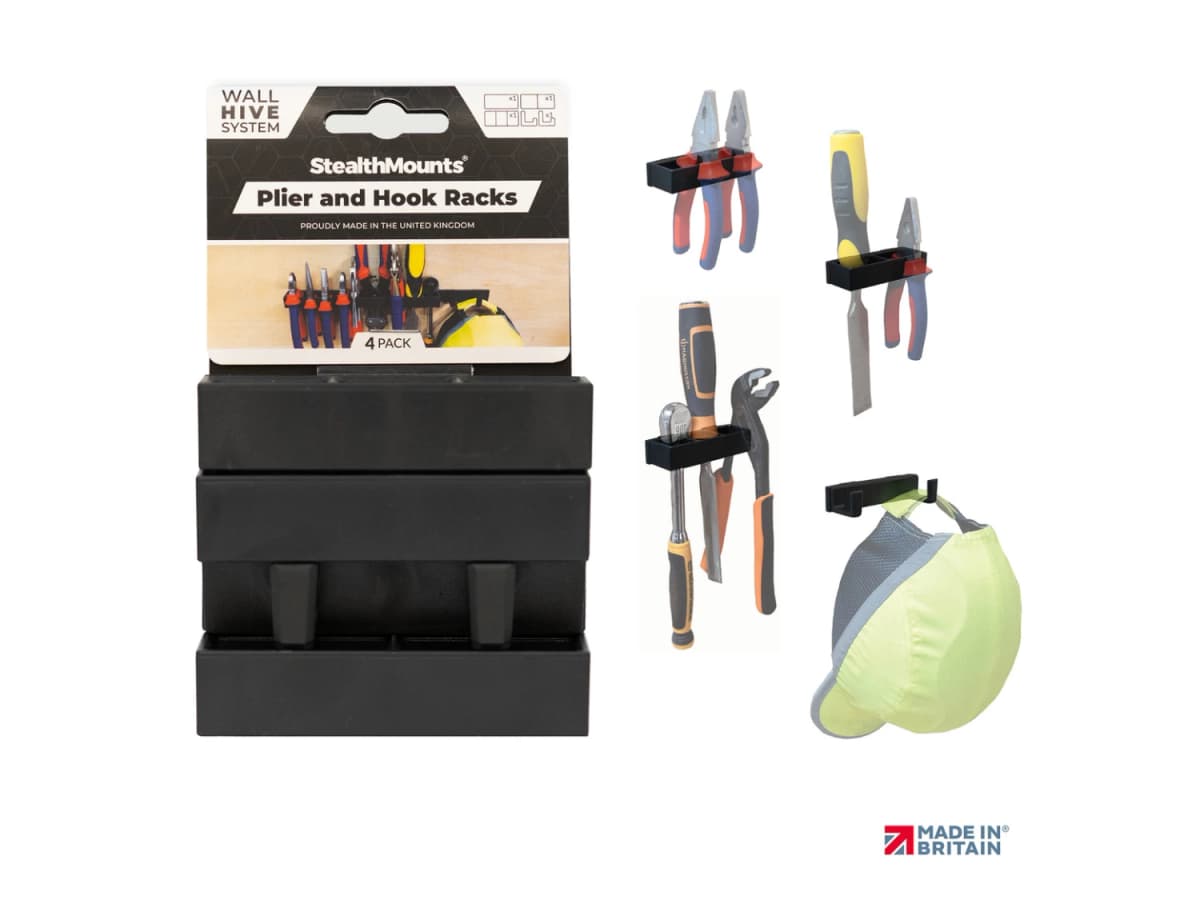 StealthMounts WH-BLK-HODT-4 Wandhouder Set Voor Gereedschappen - Zwart - 4 Stuks