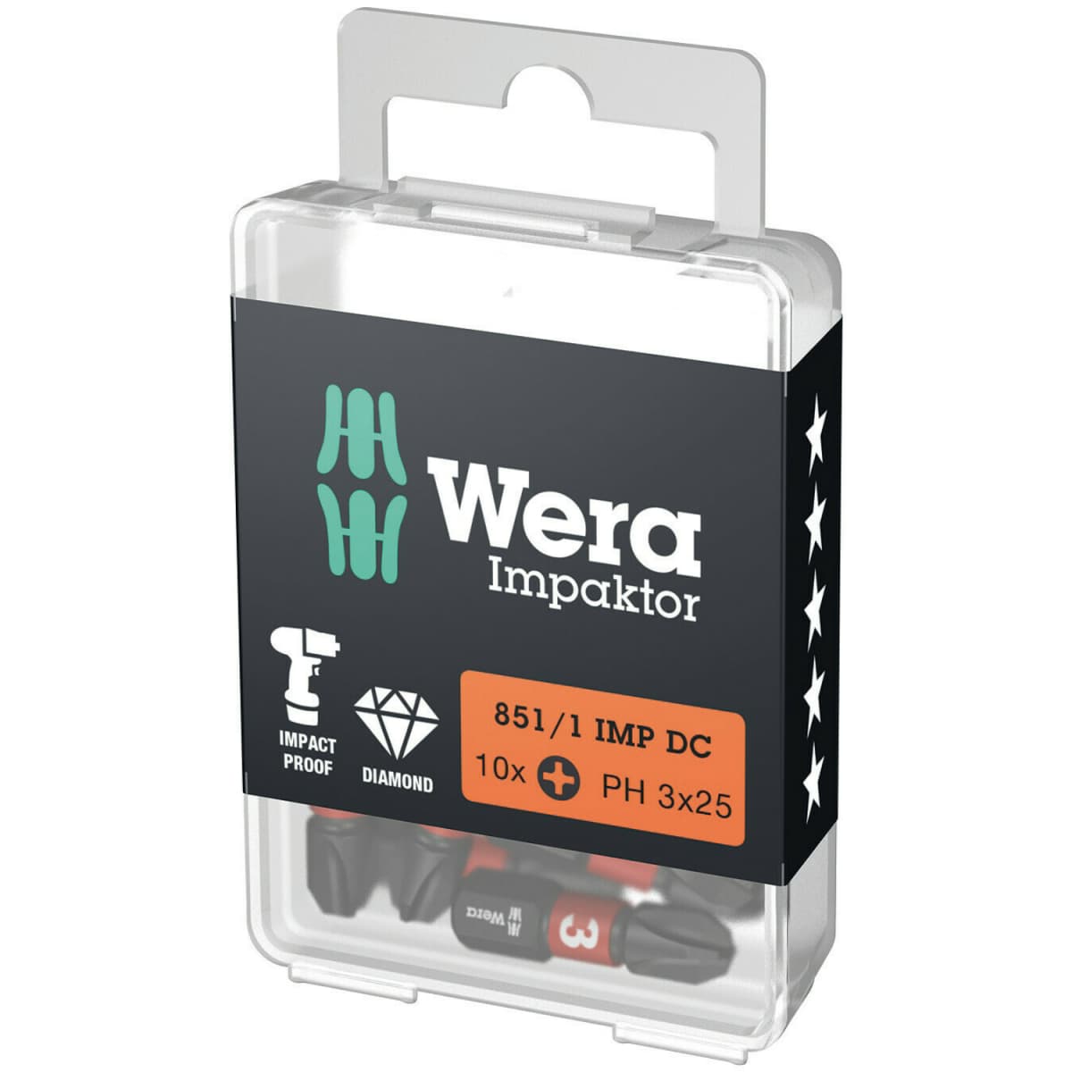 Wera 5057617001 1/4"Philips Impaktor Bit - PH3 X 25mm (10st)