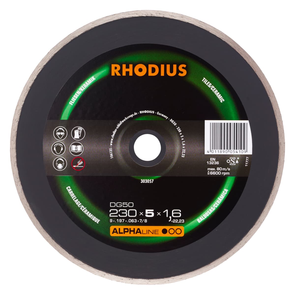 Rhodius 303057 Alphaline I DG50 Diamantdoorslijpschijf - 230 X 22,23 X 5mm - Tegels/Keramiek