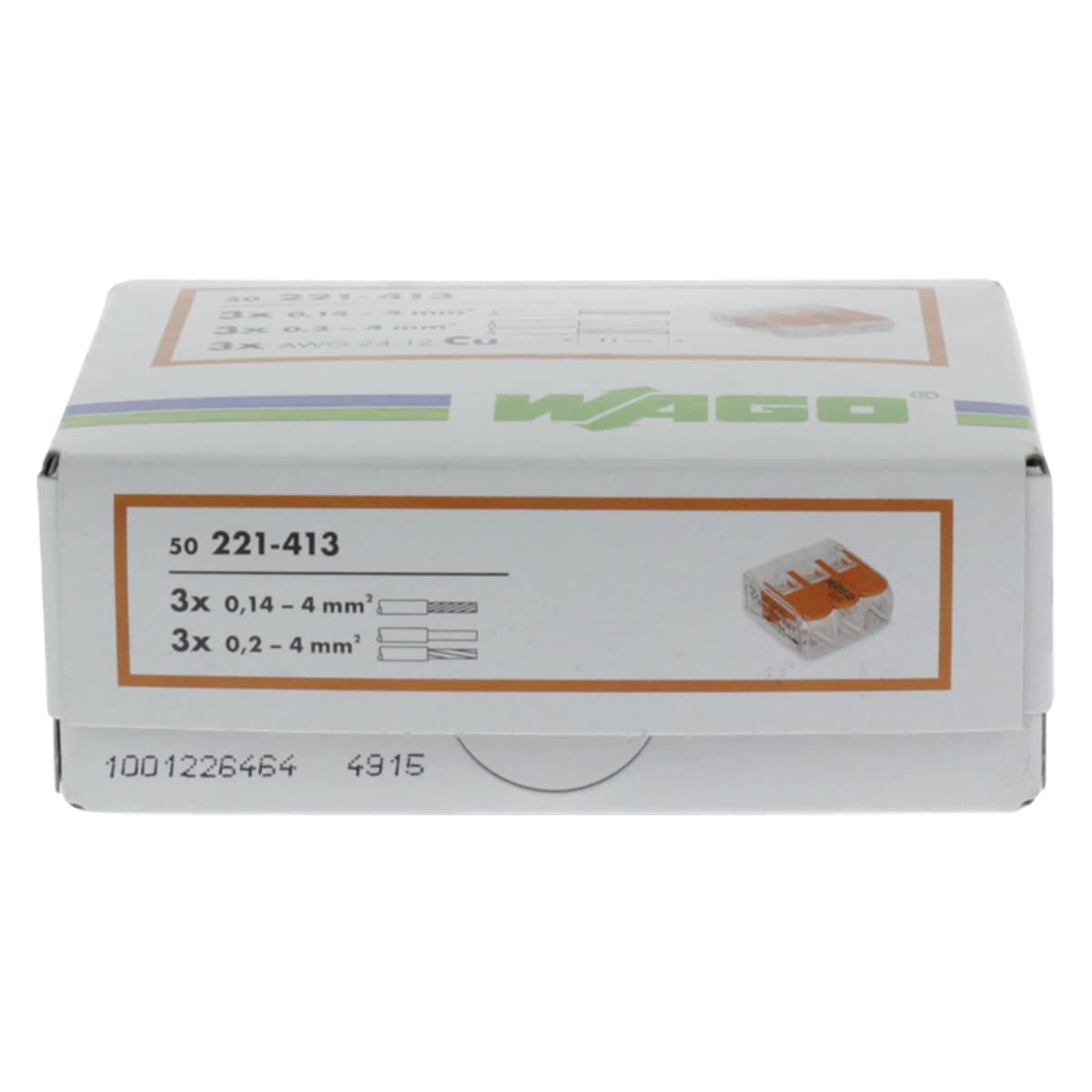 Wago 221-413 Lasklem 3-polig - 4mm - Hersluitbaar - Transparant-oranje (50 st) thumbnail 3