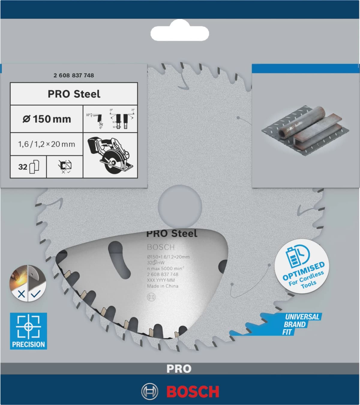 Bosch 2608837748 Cirkelzaagblad - 150 X 20 X 32T - Staal thumbnail 2