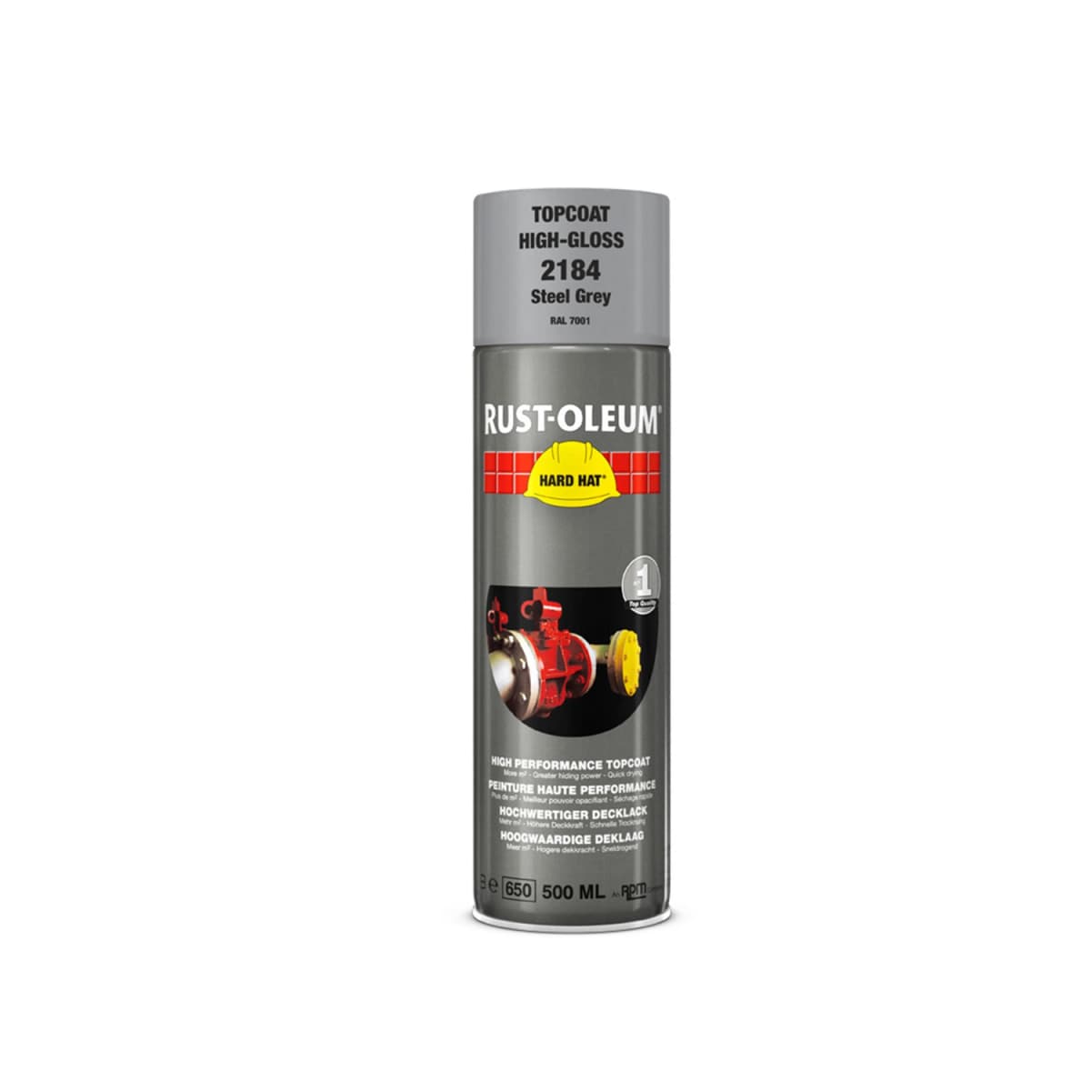 Rust-Oleum Hard Hat Topcoat Spray - Zilvergrijs - 0,5L