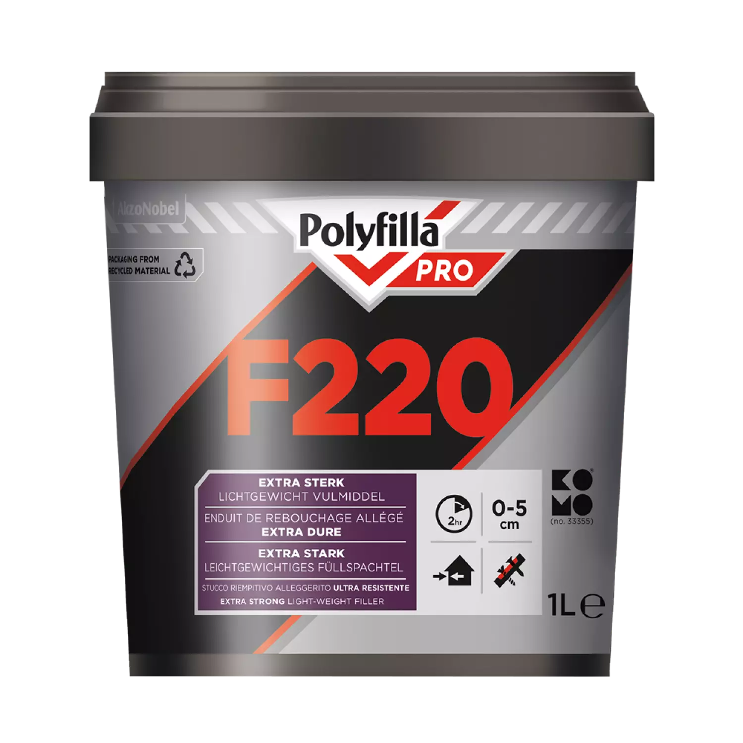 Polyfilla Pro F220 - Lichtgewicht Vulmiddel - Wit - 1L