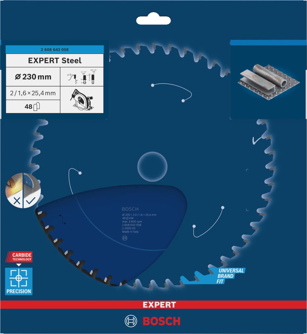 Bosch 2608643058 Cirkelzaagblad - 230 X 25,4 X 48T - Metaal - Carbide thumbnail 2