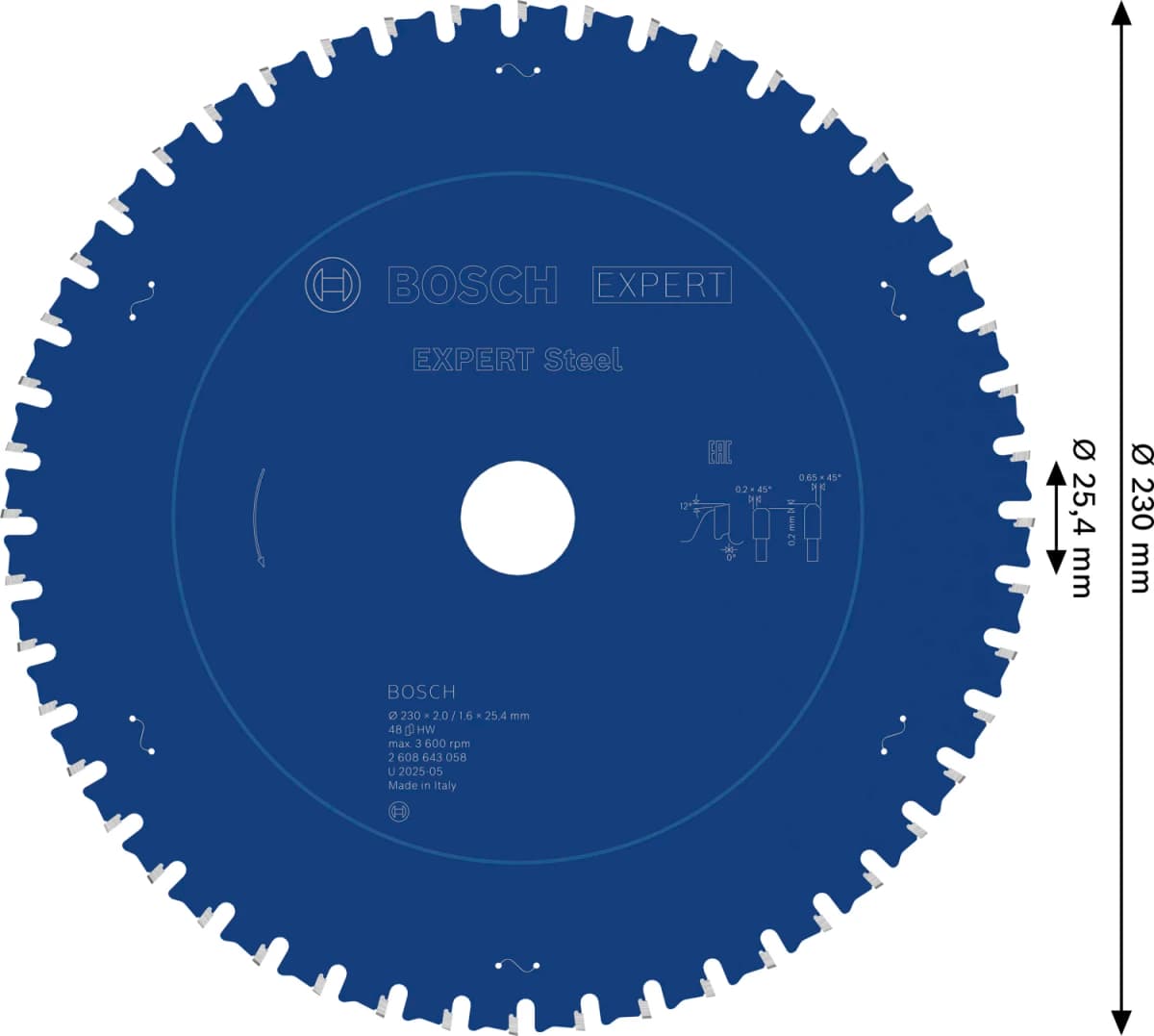Bosch 2608643058 Cirkelzaagblad - 230 X 25,4 X 48T - Metaal - Carbide thumbnail 4