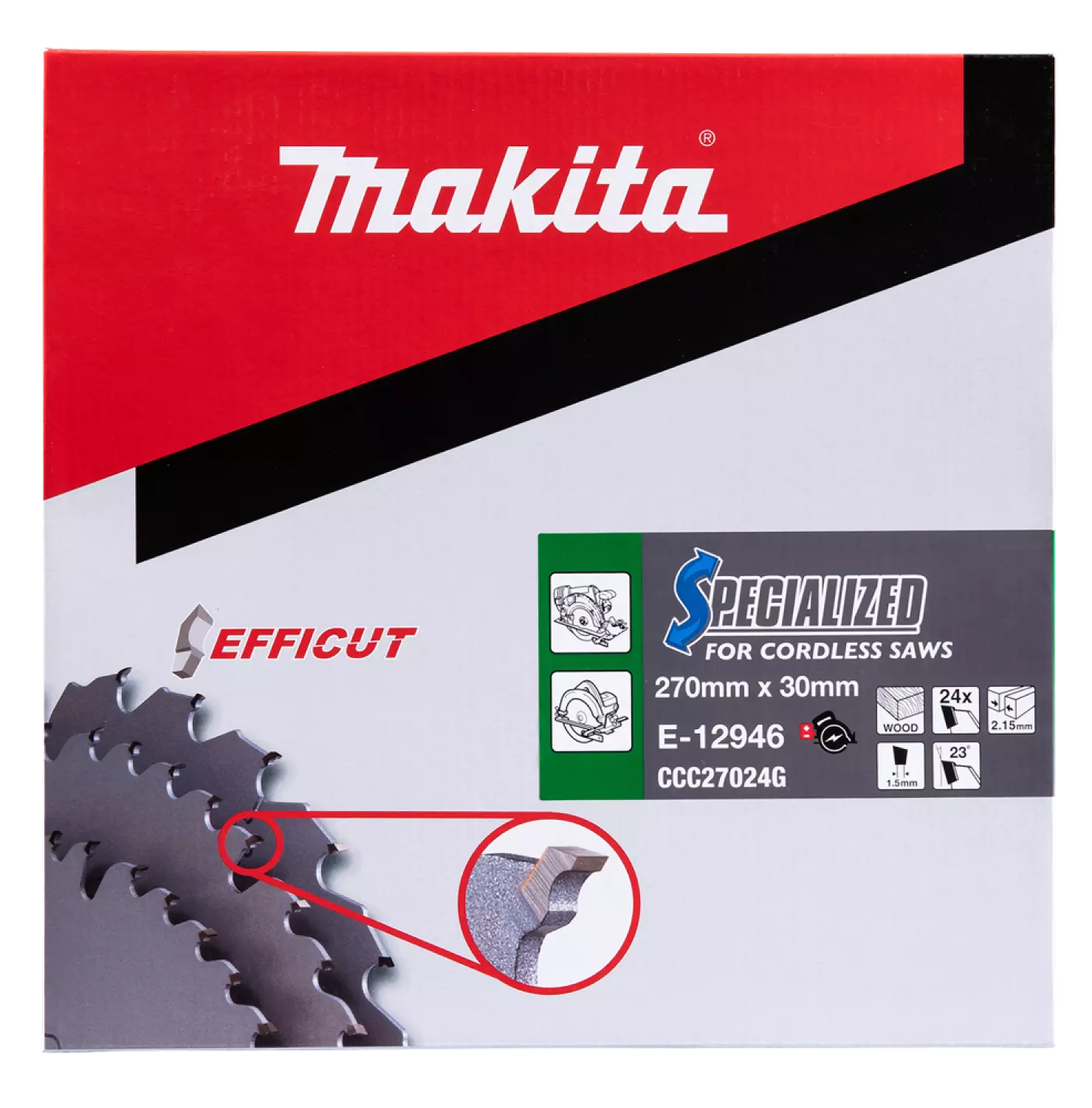 Makita E-12930 Efficut Cirkelzaagblad Hout - 270x30x2,15mm 24T thumbnail 3