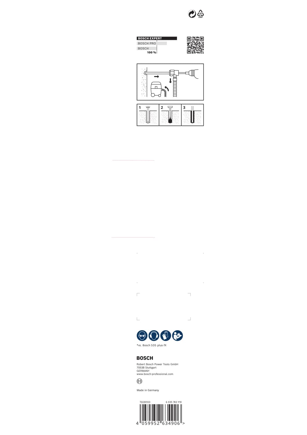 Bosch 2608901619 EXPERT Hamerboor SDS Clean SDS Plus-8X - 20x400x550mm Met Connector thumbnail 3