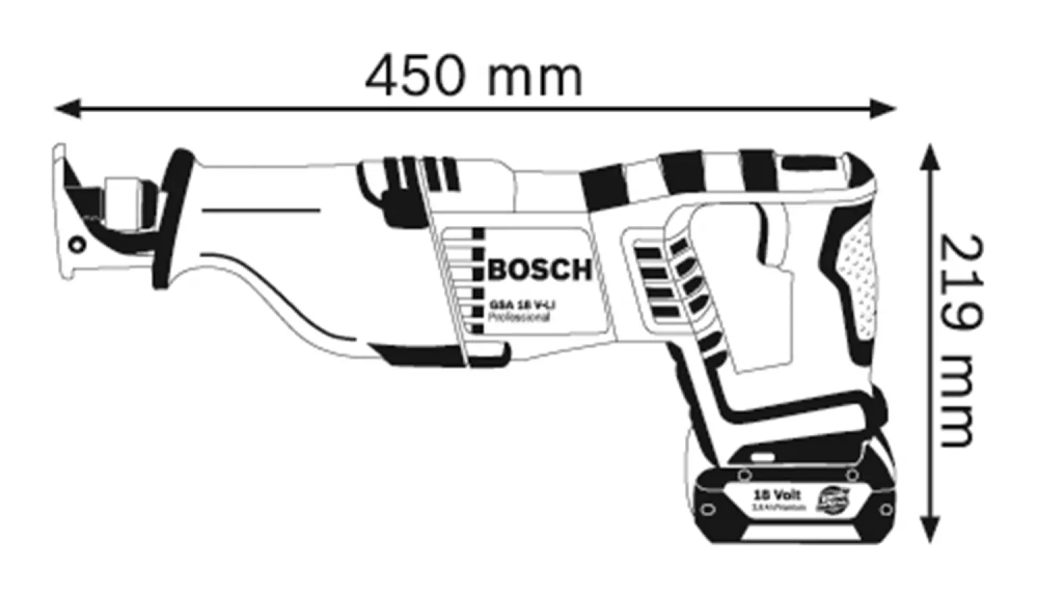 Bosch GSA 18 V-LI SOLO 18V Li-Ion Accu Reciprozaag Body - Snelwissel - Variabel thumbnail 3