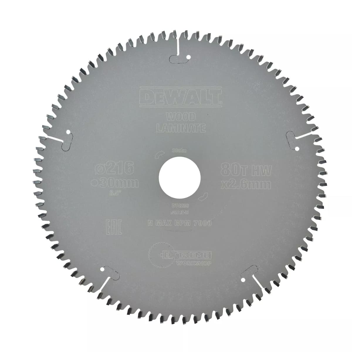 DeWALT DT4286 Extreme Cirkelzaagblad - 216 X 30 X 80T - Hout / Laminaat / MDF/ Aluminium